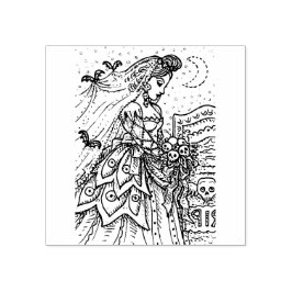 GOTHIC HALLOWEEN BRUID, VLEERMUIS, BOEKET VAN SCHE RUBBERSTEMPEL