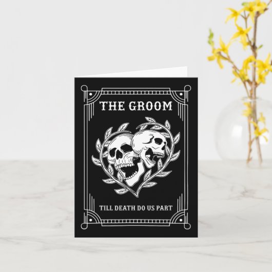 Gothic Halloween bruidegom bruid bruiloft Cheloret Kaart (Gele Bloem)