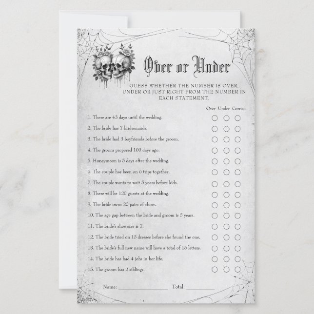 Gothic Halloween Bruidsdouche Over of Under Spel (Voorkant)