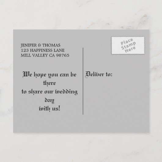 Gothic halloween bruiloft, behalve het date briefk aankondigingskaart (Achterkant)