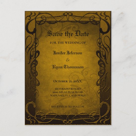 Gothic halloween bruiloft, behalve het date briefk aankondigingskaart (Voorkant)