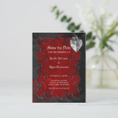 Gothic halloween bruiloft, behalve het date briefk aankondigingskaart (Staand voorkant)