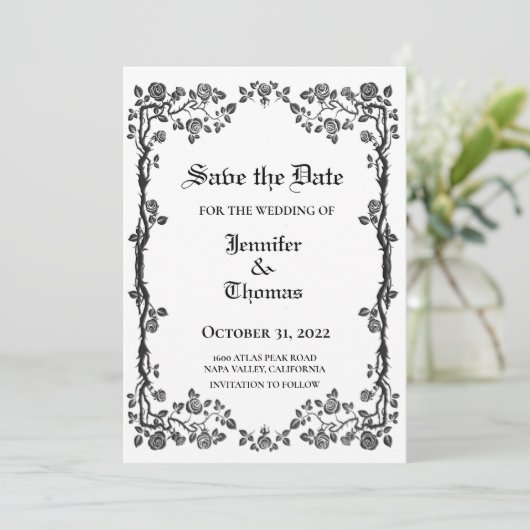 Gothic halloween bruiloft met uitzondering van de  aankondiging (Staand voorkant)