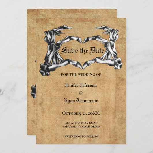 Gothic halloween bruiloft met uitzondering van de  aankondiging (Voorkant / Achterkant)