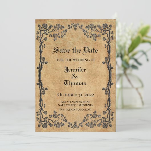 Gothic halloween bruiloft met uitzondering van de aankondiging (Staand voorkant)