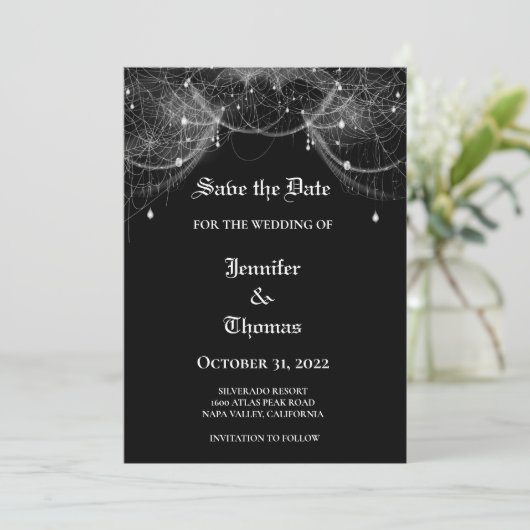 Gothic halloween bruiloft met uitzondering van de aankondiging (Staand voorkant)