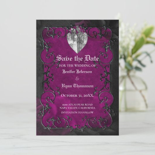 Gothic halloween bruiloft met uitzondering van de aankondiging (Staand voorkant)