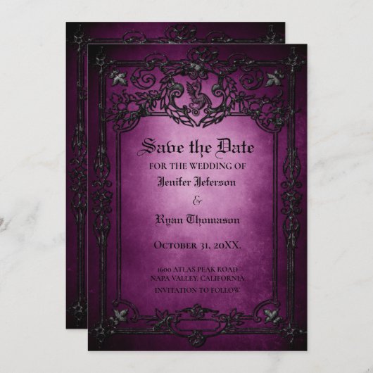 Gothic halloween bruiloft met uitzondering van de  aankondiging (Voorkant / Achterkant)