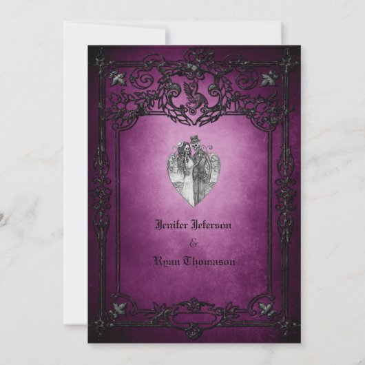 Gothic halloween bruiloft met uitzondering van de  aankondiging (Achterkant)