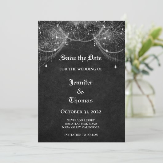 Gothic halloween bruiloft met uitzondering van de aankondiging (Staand voorkant)