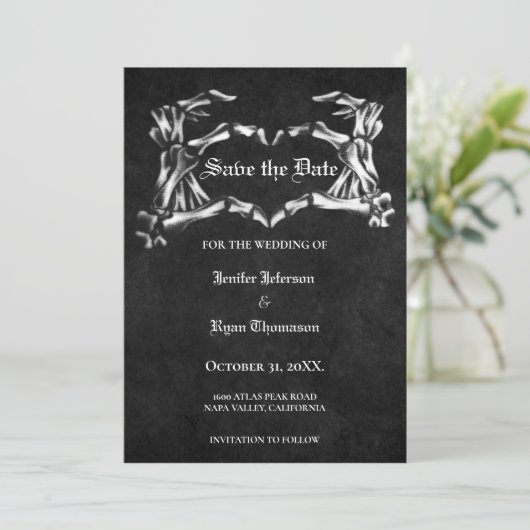 Gothic halloween bruiloft met uitzondering van de aankondiging (Staand voorkant)