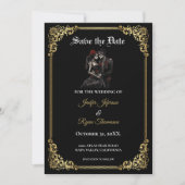 Gothic halloween bruiloft save the date uitnodigin aankondiging (Voorkant)