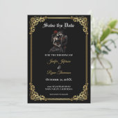 Gothic halloween bruiloft save the date uitnodigin aankondiging (Staand voorkant)