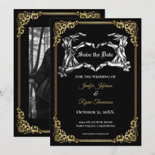 Gothic halloween bruiloft save the date uitnodigin aankondiging