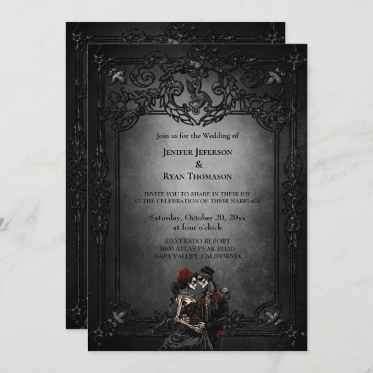 Gothic Halloween bruiloft uitnodiging (Voorkant / Achterkant)