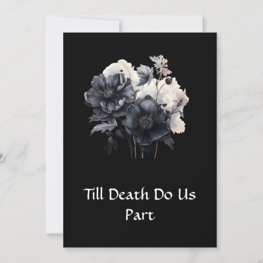 Gothic Halloween bruiloft uitnodiging zwart bloeme (Achterkant)