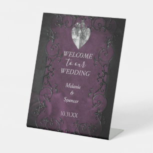 Gothic halloween bruiloft Welcome Plaque Pedestal  Reclamebord Met Voetstuk