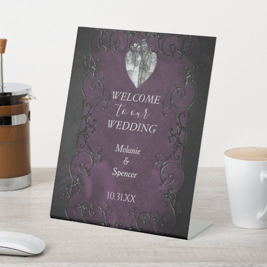 Gothic halloween bruiloft Welcome Plaque Pedestal  Reclamebord Met Voetstuk (Insitu)