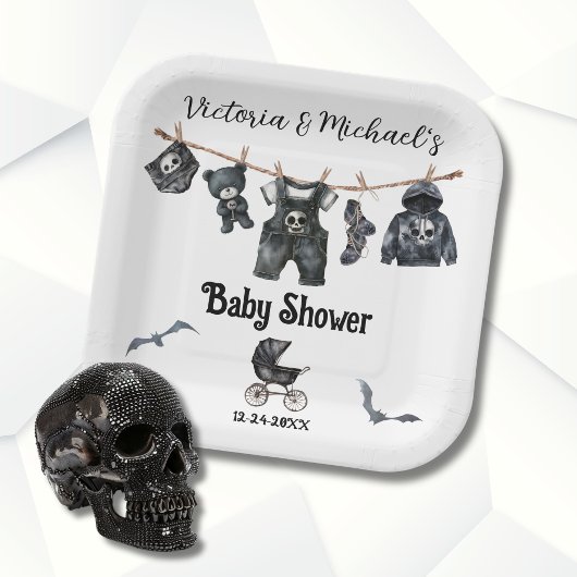Gothic Halloween Clothesline Baby shower Papieren Bordje
