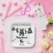 Gothic Halloween Clothesline Baby shower Papieren Bordje (Feest)