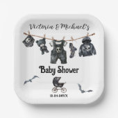 Gothic Halloween Clothesline Baby shower Papieren Bordje (Voorkant)
