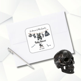 Gothic Halloween Clothesline Baby shower Vierkante Sticker