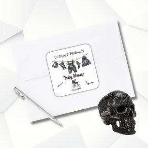 Gothic Halloween Clothesline Baby shower Vierkante Sticker
