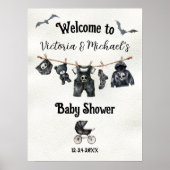 Gothic Halloween Clothesline Baby shower Welkom Poster (Voorkant)