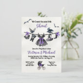 Gothic Halloween Clothesline Girl Baby shower Kaart (Staand voorkant)