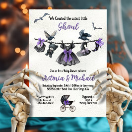 Gothic Halloween Clothesline Girl Baby shower Kaart