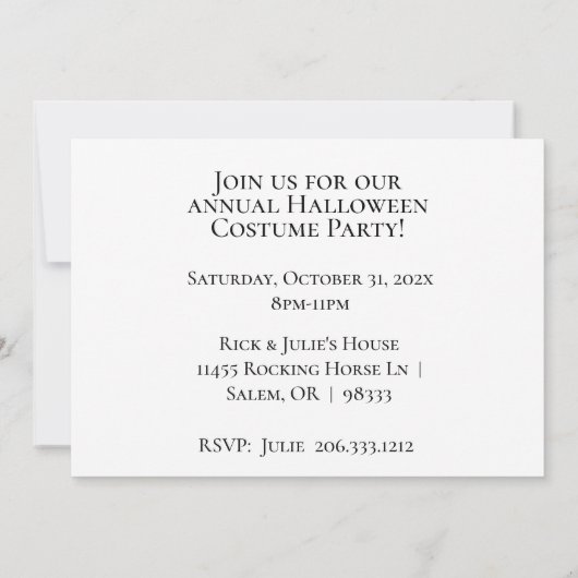  Gothic Halloween Costume Party Kaart (Achterkant)