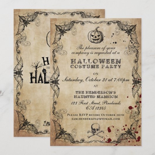  Gothic Halloween Costume Party Uitnodiging (Voorkant / Achterkant)