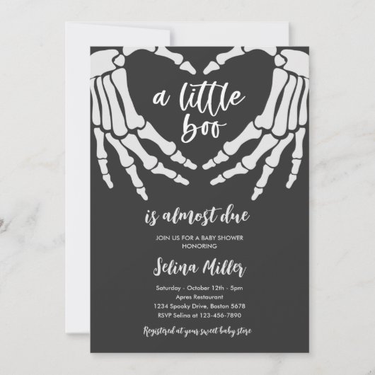 Gothic Halloween een a Little Due Boo Baby shower Kaart (Voorkant)