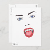 Gothic Halloween Fangs Vampire Woman Face Briefkaart (Voorkant / Achterkant)