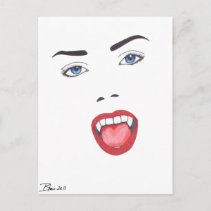 Gothic Halloween Fangs Vampire Woman Face Briefkaart