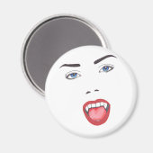 Gothic Halloween Fangs Vampire Woman Face Magneet (Voorkant / Achterkant)