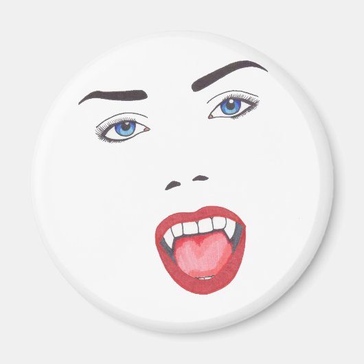Gothic Halloween Fangs Vampire Woman Face Magneet (Voorkant)