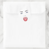 Gothic Halloween Fangs Vampire Woman Face Ronde Sticker (Tas)