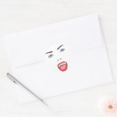 Gothic Halloween Fangs Vampire Woman Face Ronde Sticker (Envelop)