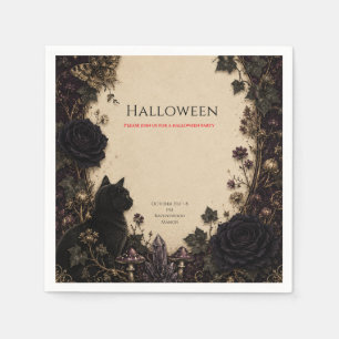 Gothic Halloween-feest Rozen, donkere klimop, mot, Servet