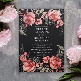Gothic Halloween Floral Wedding Kaart