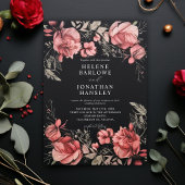 Gothic Halloween Floral Wedding Kaart