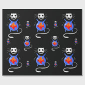 Gothic Halloween Funny Cat Gift Wrap op Roll Cadeaupapier (Vlak)