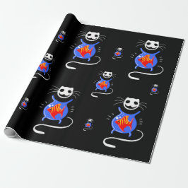 Gothic Halloween Funny Cat Gift Wrap op Roll Cadeaupapier