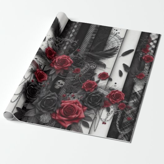 Gothic  Halloween Gift Wrapping Paper Cadeaupapier (Uitgerold)