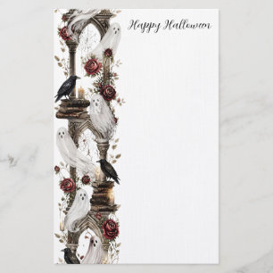Gothic Halloween Griezelige Geest & Donkere Bloeme Briefpapier