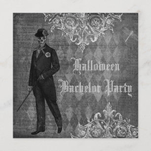 Gothic Halloween Groom Shabby Chic Bachelor Party Kaart