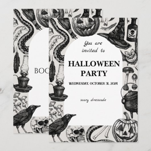 Gothic Halloween Invite Save The Date (Voorkant / Achterkant)