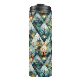 Gothic Halloween Kasteel Patroon Thermosbeker