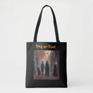 Gothic Halloween-landhuis en trick-or-treater's Tote Bag